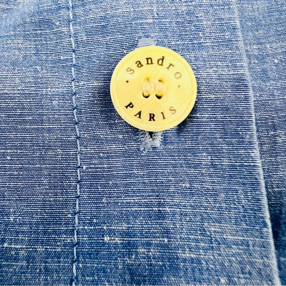 Sandro Mayan cropped shirred chambray top - Picture 8 of 10